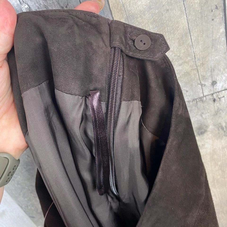 "Falda de gamuza Eileen Fisher 27"" corneada con yugo en marrón chocolate talla XL ¡Nueva! Foto 3 de 4