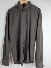 Prada Men’s Dress Shirt Brown Long Sleeve Button-Up Size M/L Made in Italy