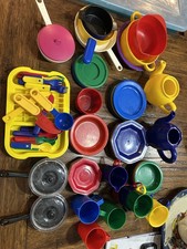 73 Pieces Of Vintage Pretend Play Dishes Pans Cups Bowles And More Mixed Brands