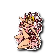 Small Size B-side Label Raizin Pink Thunder God Sticker Waterproof Japan Small Size B-side Label Raizin Pink Thunder God Sticker Waterproof Japan