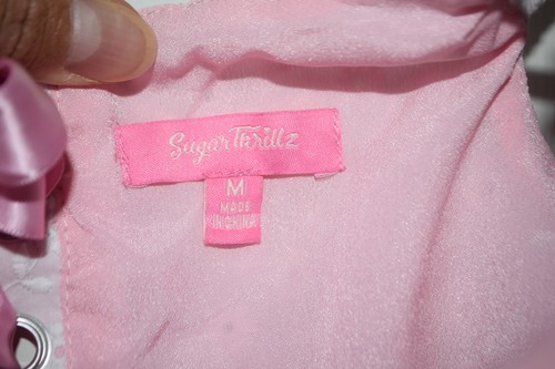 Camicia corsetto Sugar Thrillz taglia M bianca e rosa con cravatte disegno floreale - Foto 5 di 9