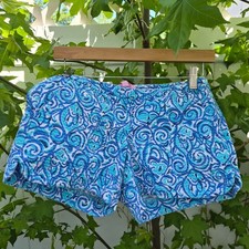 Lilly Pulitzer Callahan Shorts Blue Swirls and Twirls Preppy Coastal Womens 00