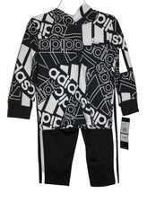 Adidas Toddler Boys 2-pc. Track Suit Black  White Size 2T All Over Logo NEW