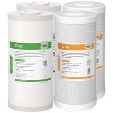 1-4 Pack 10x4.5" 5 Micron Sediment GAC Carbon Block CTO Water Filter Whole House