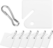 koorito 60 PCS Slotted Key Tags White Plastic Hanging with Metal 