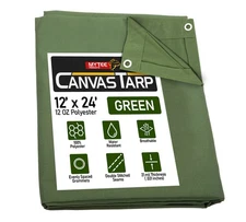 12' x 24' Green Canvas Tarp 12oz Heavy Duty Water Resistant