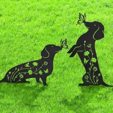 2 Pack Dachshund Garden Decor for Outside, Gardening Dachshund Gifts for Women,