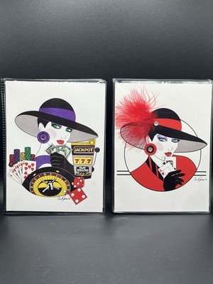 Pair Of Carol Joseph Art Deco Style Photo Albums Casino Theme 90 s