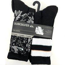 Quicksilver NWT 5 Pairs Crew Socks Shoe Size 6-12 Multipack Black