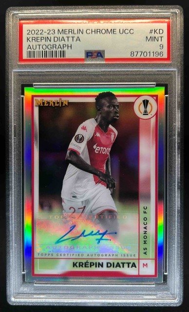 2022 Topps Merlin Chrome UEFA Krepin Diatta Auto #AC-KD Monaco PSA 9