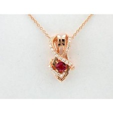 Le Vian 14K Rose Gold 18" Pendant Necklace Red Ruby Diamonds Jewelry for Women
