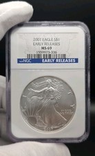 2007 American Silver Eagle $1 NGC MS69 Early Releases – 1oz Silver 