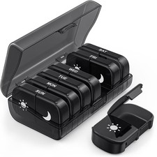 PULIV Extra Large Weekly Pill Organizer 2 Times a Day, One-Side Open Pill Box