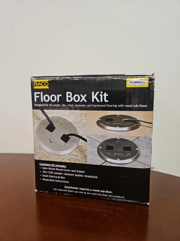 Kit de caja de piso Hubbell Raco 6239NI de una sola banda con dispositivo dúplex empotrado 15A TR Foto 4 de 4