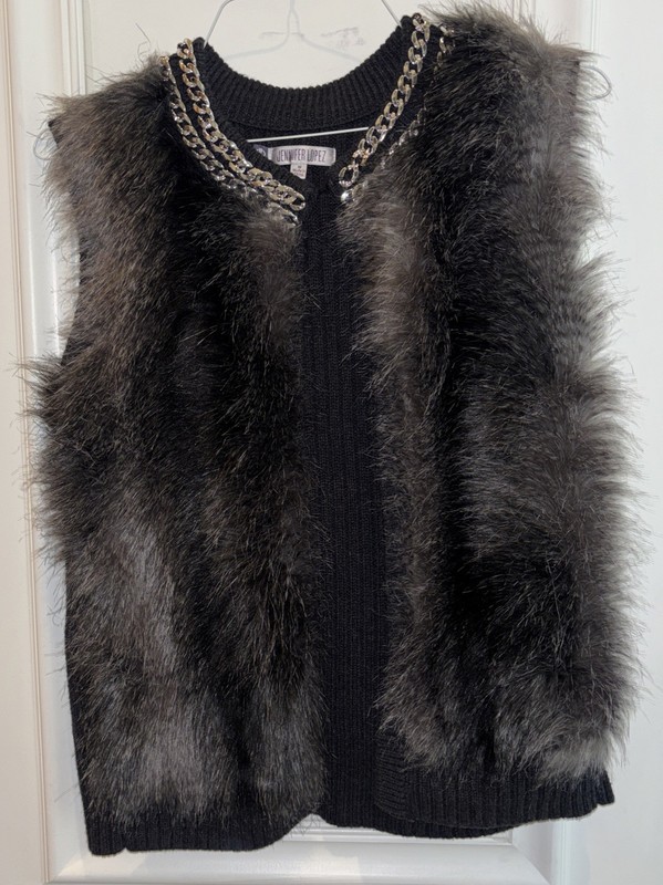Jennifer Lopez Faux Fur Vest Size Medium