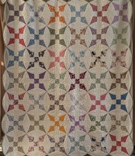 Vintage Quilt - Improved 9 Patch - Hand Quilted 76" X 88"