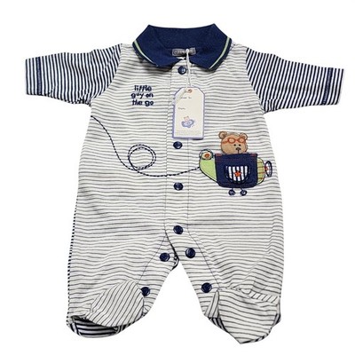 Carters Preemie Baby Boy Little Guy on the Go Bear Striped Footed Pajamas Romper