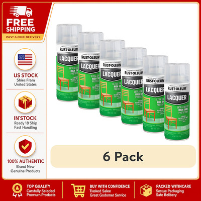 (6 pack) Clear, Rust-Oleum Lacquer Gloss Spray Paint, 11 oz