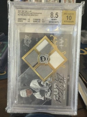 2007-08 Upper Deck The Cup Wayne Gretzky Foundations Patch BGS 8.5 Auto 10 POP 1