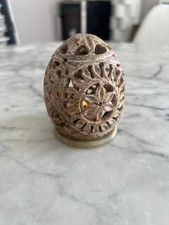 Stylish Soapstone Candle Tea-Light Holder With Openwork Carvings