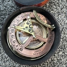Vintage Brass Sundial Gilbert Sons Compass London Nautical 3.5" Navigation