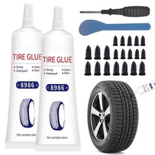 24Pcs Tire Repair Glue Kit, Tire Patch Glue with Rubber Nail for Cars Trucks etc