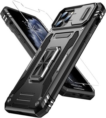 For iPhone 11 Pro Max Case Case with  Screen Protec Slide Camera Cover PC Black