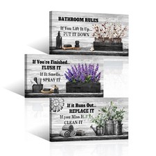 Bathroom Rules Bathroom Wall Decor Farmhouse Bath Room Decor Sign Rules for G...