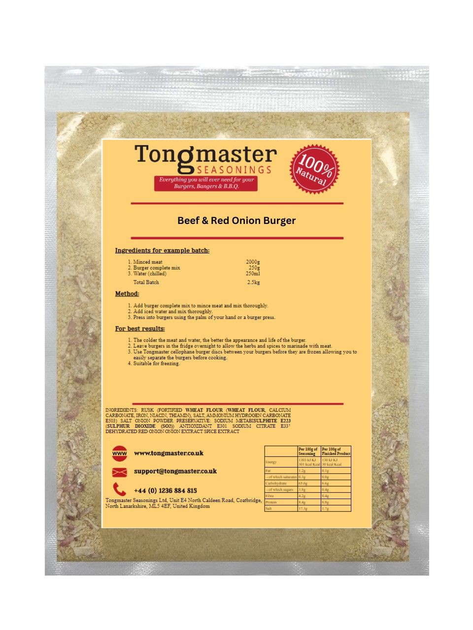 Beef & Red Onion Burger Complete Mix - 250g