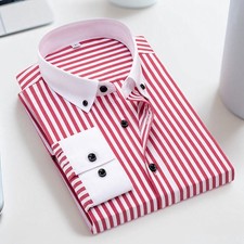 New Mens Dress Shirts The White Collar Luxury Business Striped Formal Shirts Top