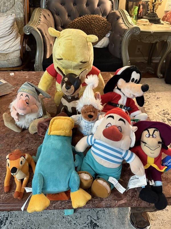 Disney Characters Plush Lot Goofy Winnie The Pooh Sleepy Perry The Platypus Etc