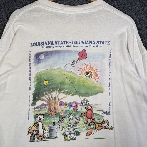 Vintage Louisiana State Shirt Mens XL 90s College Calvin Hobbes Grateful Dead