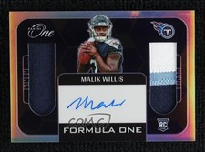 2023 Panini One 2022 Update Formula One 68/75 Malik Willis #345 Rookie Auto RC