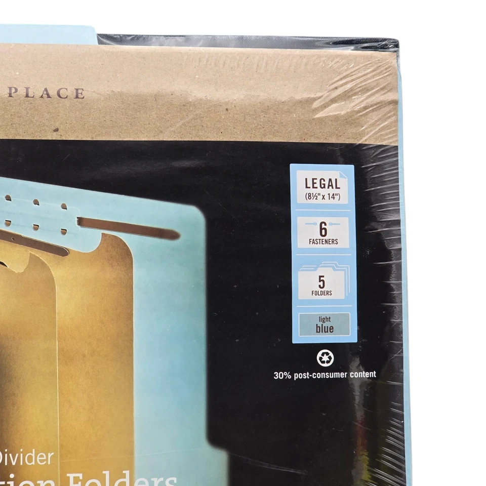 Nip Sealed OfficeMax 5 Count Legal Size Folder Blue 2 Dividers - Image 2 of 4