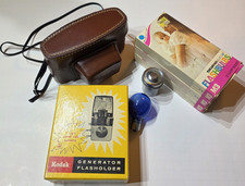 Kodak Pony IV Film Camera w/ Leather Case, Flasholder B-1, and Flash Bulbs