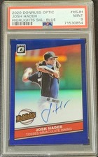 2020 Donruss Optic Josh Hader Highlights Signatures Blue Auto #34/50 PSA 9 MINT
