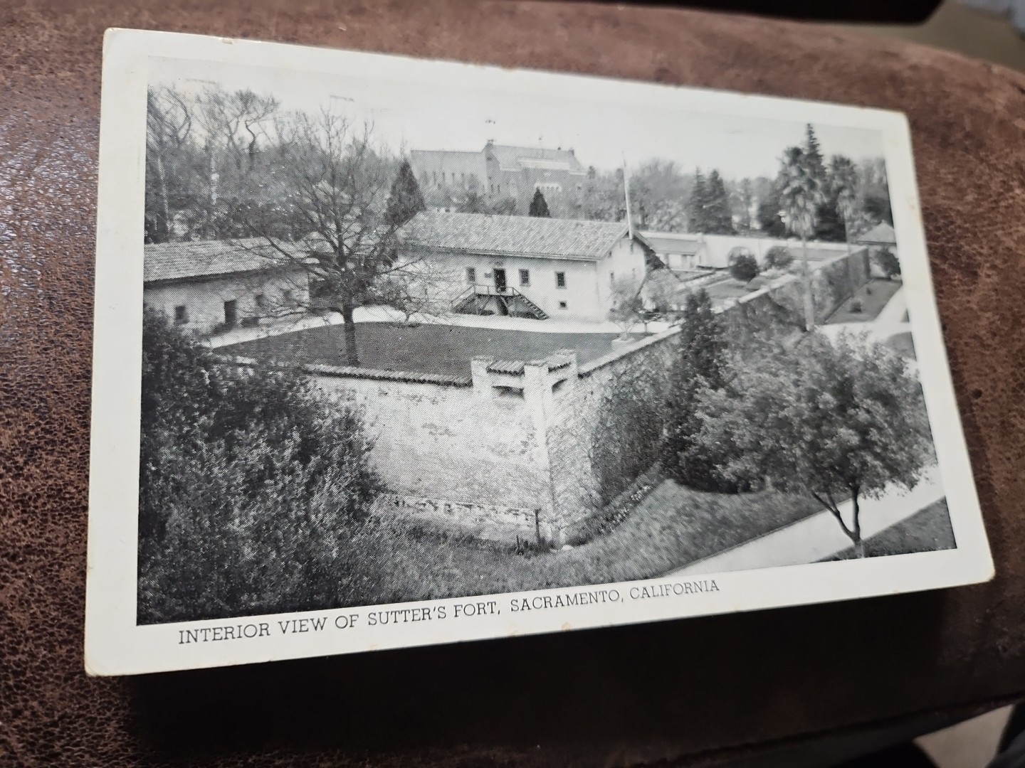  Interior View Of Sutters Fort, Sacramento California Black &White Postcard 1172