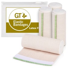 Premium Elastic Bandage Wrap 6" 4 Pack - Hook Loop Fasteners at Both Ends...