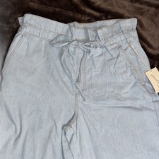 Universal Thread Wide Leg Blue/White Jeans tie waist size 12S loose fit New