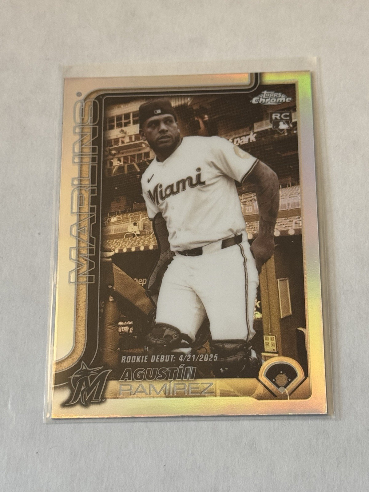 Marlins Agustin Ramirez 2025 Topps Update Chrome RC Sepia Refractor #USC38