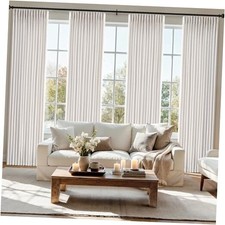 Pinch Pleated Thick Linen Curtains 84 Inch 40"W x 84"L Pack of 4 Beige White