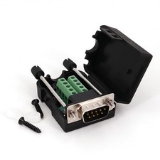 D-SUB DB9 Male Black Cover 9Pin Plug Breakout Terminals Screw Type Connector