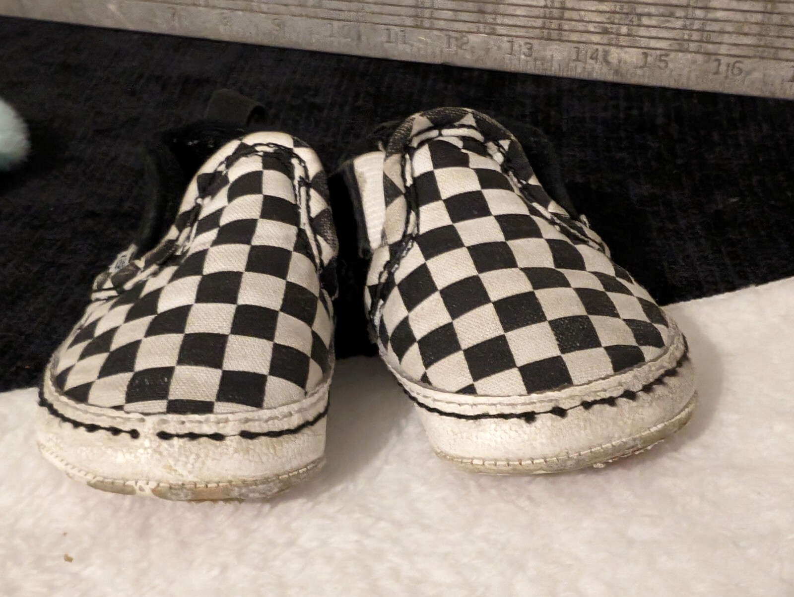 PONY Sneakers VANS SLIP culla neonato taglia 3 suola morbida nero bianco a scacchiera