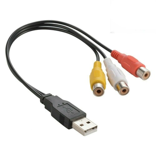 USB Male to 3 RCA AV Audio Video Cable  Adapter for TV HDTV DVD 1080P US - Picture 1 of 3