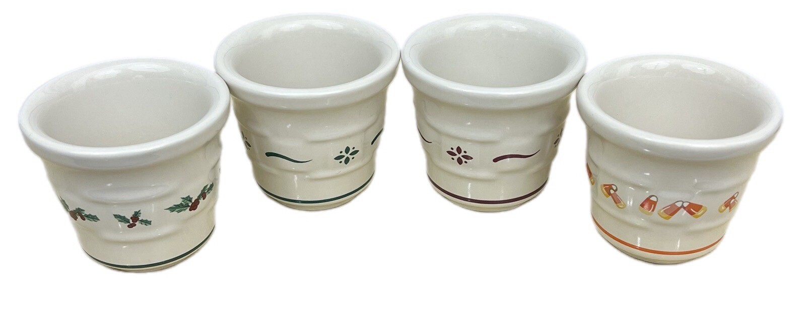 Longaberger Votive Candle Holder Set Candy Corn, Traditional Holly