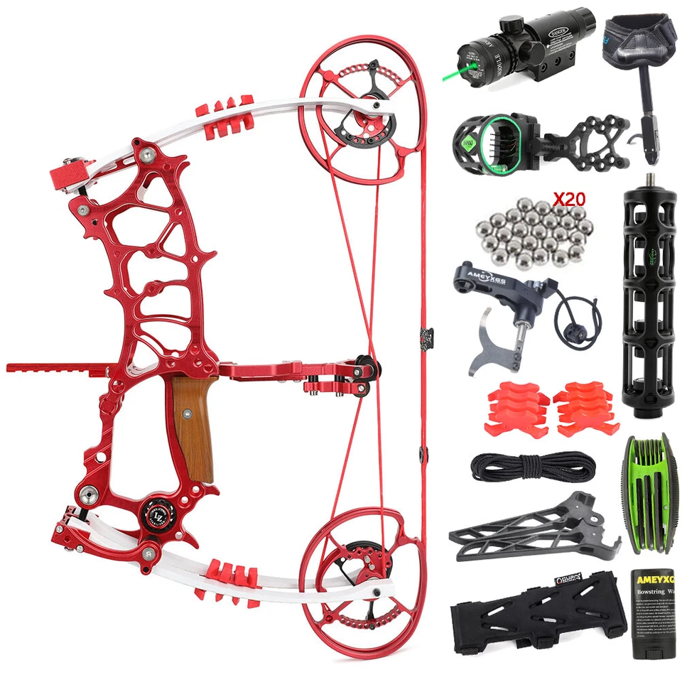 30-75lbs Compound Bow Steel Ball Arrows CNC Dual-use Archery Hunting RH LH - Image 2 of 4