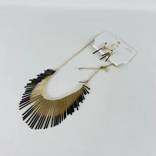 Charming Charlie Gold Tone Long Necklace And Earrings Set New