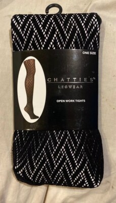 Chatties Legwear Open Work Tights Fishnet One-Size 100-165 lbs 4 10 -5 9  *NEW