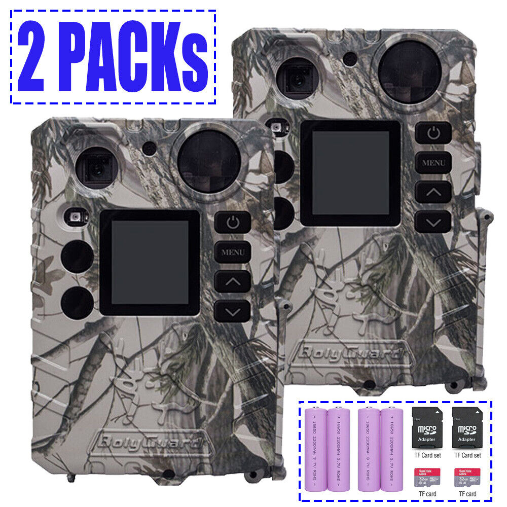 2 Pack Trail Camera Hunting Game Security Camera Boly Kit Infrared TF &Batteries