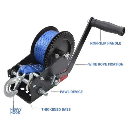 3000lbs 1360KG Bootswinde Gurtwinde 10m Gurt Handwinde Trailer Seilwinde Winde - Bild 8 von 13